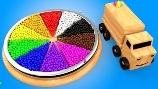 Wooden Base Color Balls Truck Toys to Learn Colors for Children  3D Kids Learning Videos [upl. by Riehl]