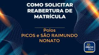 COMO SOLICITAR REABERTURA DE MATRÍCULA UNINTER [upl. by Daphne]