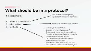 Conducting a Systematic Review Part II the protocol and the search [upl. by Ernestus527]