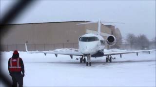 Bombardier Challenger 300 N521FX Start Up and Taxi at Greater Rochester Intl KROC [upl. by Minor]