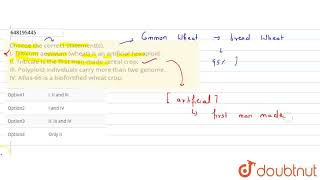 Choose the correct statements I Triticum aestivum wheat is an artificial hexaploid II Tr [upl. by Gloriana]