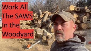 Use all the Chainsaws in the Woodyard firewood [upl. by Bettine]