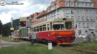 Železniční přejezd Děčín 1 38 2024 Czech railroad crossing [upl. by Mosier989]