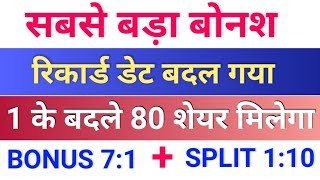 रिकार्ड डेट बदल गया 😱 BONUS 71 SPLIT 110◾ bonus share latest news ◾ sunshine capital [upl. by Livia935]