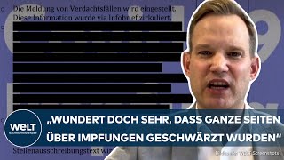 CORONAPROTOKOLLE Schwärzungen quotFrage mich warum Öffentlichkeit das nicht sehen sollquot – Streeck [upl. by Lockhart]