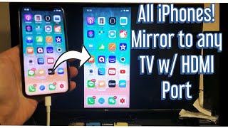 All iPhones How to Screen Mirror AirPlay to Any TV w HDMI Cable amp Digital AV Adapter [upl. by Anaiuq495]