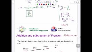 TKMaths KS3 Fraction Addition and subtraction word problem video 5 [upl. by Naol]