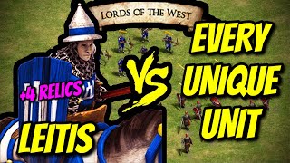 ELITE LEITIS 4 relics vs EVERY UNIQUE UNIT  AoE II Definitive Edition [upl. by Teriann488]