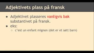 Adjektivets plassering på fransk [upl. by Raynold]