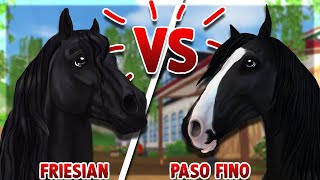 Paso Fino Vs Friesian 🐴✨  Side By Side Comparisons  Star Stable Online [upl. by Gwenn]