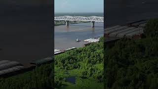 Huey P Long bridge in Harahan LA spans Mississippi River near New Orleans hueyplong bridge river [upl. by Ulberto]