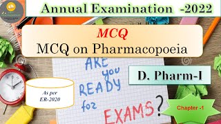 MCQs on Pharmacopoeia  Pharmaceutics  D Pharm 1st Year  Chapter 1  With Solutions [upl. by Ariait850]