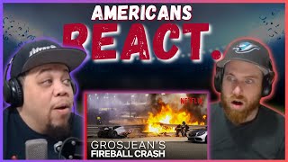 AMERICAN REACTS TO GROSJEANS INSANE FIREBALL CRASH EMOTIONAL  REAL FANS SPORTS [upl. by Eleaffar]