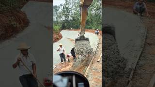 Construction process of pouring concrete on the canal slopeexcavatorshorts [upl. by Llednyl]