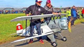 HUGE 50 SCALE RC BÜCKER JUNGMEISTER WITH RADIAL ENGINE PERFECT SCALE FLIGHT DEMONSTRATION [upl. by Corbet]