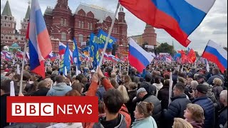 Putin supporters back “referendums” to annex east Ukraine  BBC News [upl. by Atteynot407]