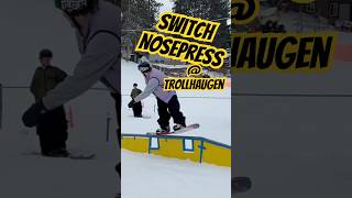 Switch nosepress from the other day shorts snowboarding trollhaugen [upl. by Nylrahs468]