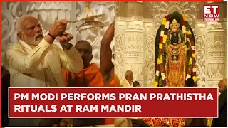 Ram Mandir Pran Pratishtha PM Modi Performs Rituals Pooja  Ram Mandir  Ayodhya  Pran Pratishtha [upl. by Snevets633]