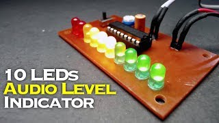 Simple 10 LEDs Audio Level Indicator Using LM3915 [upl. by Lairbag]