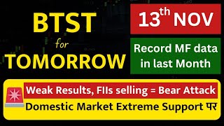 BTST for tomorrow  BTST for 13 November 2024  Tomorrows market GAP UP or GAP DOWN [upl. by Eidnak]