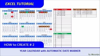 How to Create Excel Calendar for Specific Year with Automatic Date Marker [upl. by Spooner]