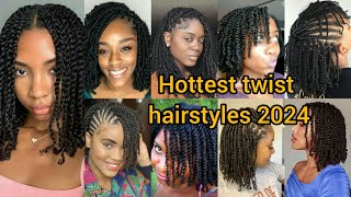 Hottest mini twist braids hairstyles Twist hairstyles for black women  Mini twists 2024 [upl. by Novyert]