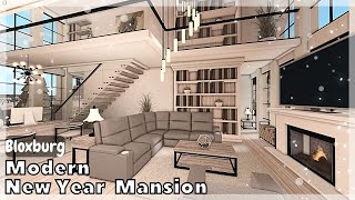 BLOXBURG Modern New Year Winter Mansion interior  full tour Roblox House Build [upl. by Jemmie]