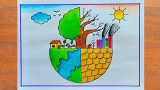 विश्व पर्यावरण दिवस पर चित्र  How to Draw World Environment Day Poster Easy Steps Save Environment [upl. by Sinai]