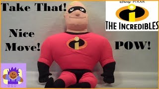 2004 Disney Pixar The Incredibles Talking Mr Incredible plush toy doll By Hasbro [upl. by Elleirol947]