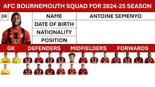 AFC Bournemouths Squad for 202425 season  Who is your favourite [upl. by Neffets]