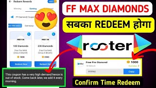 Rooter App Free Fire Max Diamonds Redeem Problem Solve Trick  Rooter FF Max Diamonds Redeem Problem [upl. by Viddah]