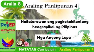 Aralin 8 Nailalarawan ang pagkakakilanlang heograpikal ng Pilipinas  Mga Anyong Lupa 23 [upl. by Aurore579]