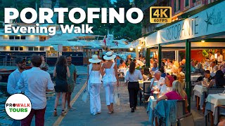 Portofino Italy Evening Walk 2023  4K 60fps with Captions [upl. by Guimar]