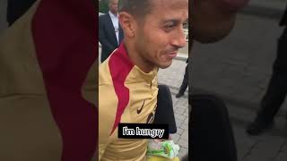 THIAGO ALCÁNTARA gives his BANANA to a hungry FAN🤣🍌 [upl. by Kcor]