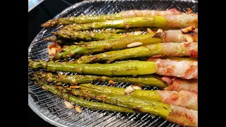 Gegrillter knuspriger grüner Spargel im Bacon Спаржа зеленая на гриле хрустящая в беконе [upl. by Lura]