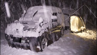 Blizzard Car Camping in a Snow Storm [upl. by Odnomor]