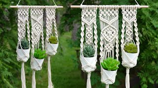 Triple Macramé Plant Hanger Tutorial  Hanging plant ideas [upl. by Aititil]