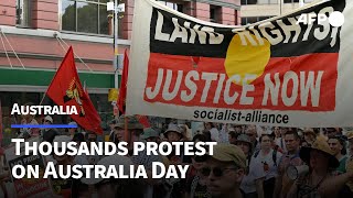 Thousands protest on Australia Day in solidarity with indigenous people  AFP [upl. by Brenza471]