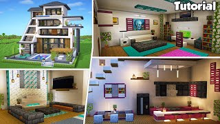 Minecraft Modern House 50 Interior Tutorial  How to Build  💡Material List in Description [upl. by Ardnama353]