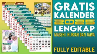 Gratis Kalender 2025 Masehi Hijriah Jawa [upl. by Kin]