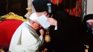 Pope Francis Kisses the Hand of Ecumenical Patriarch Bartholomew [upl. by Fanestil]