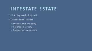 Wills Trusts and Estates Law tutorial Distribution of Intestate Estate  quimbeecom [upl. by Illil]