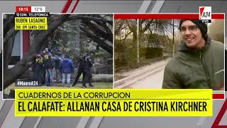 En medio de algunos incidentes con manifestantes allanaron la casa de Cristina de El Calafate [upl. by Lleval]