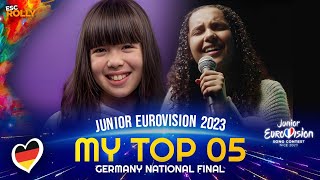 🇩🇪 German National Final  My Top 5 Germany Junior Eurovision 2023 [upl. by Ahteral]