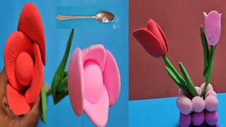 Decoration with clay  diy with clay claycrafts  home decor idea  flower making 🌼 🌸 [upl. by Nyledam]