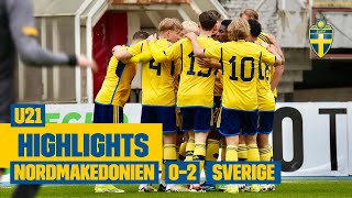 Highlights U21  Nordmakedonien – Sverige 02  Viktig trepoängare i Skopje [upl. by Leuqcar]