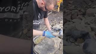 Traditional Craft of dressing coping stones drystone landscape stone stonemason [upl. by Kamilah]