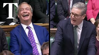 Starmer jokes about Farages rare appearance in UK during PMQs [upl. by Luttrell987]