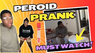 PERIOD PRANK ON BOYFRIEND cute reaction [upl. by Roinuj]