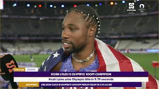 Paris 2024  Noah Lyles reflects on victory after winning the 100m final  SportsMax [upl. by Akitnahs]